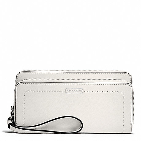 COACH F49157 PARK LEATHER DOUBLE ACCORDION ZIP WALLET SILVER/PEARL
