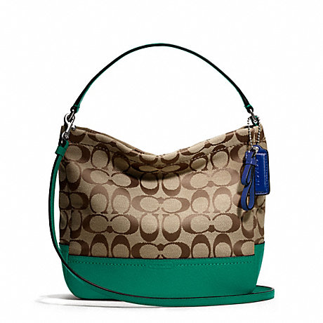 PARK SIGNATURE MINI DUFFLE CROSSBODY - COACH F49158 - SILVER/KHAKI/BRIGHT JADE