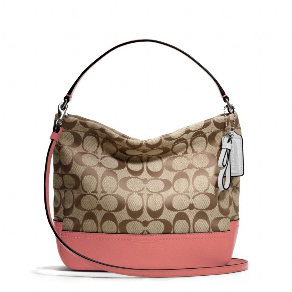 PARK SIGNATURE MINI DUFFLE CROSSBODY - SILVER/KHAKI/TEAROSE - COACH F49158