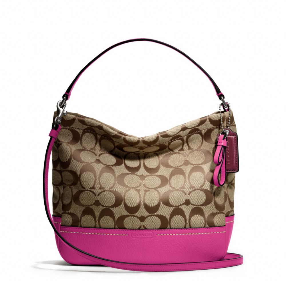 PARK SIGNATURE MINI DUFFLE CROSSBODY - SILVER/KHAKI/BRIGHT MAGENTA - COACH F49158