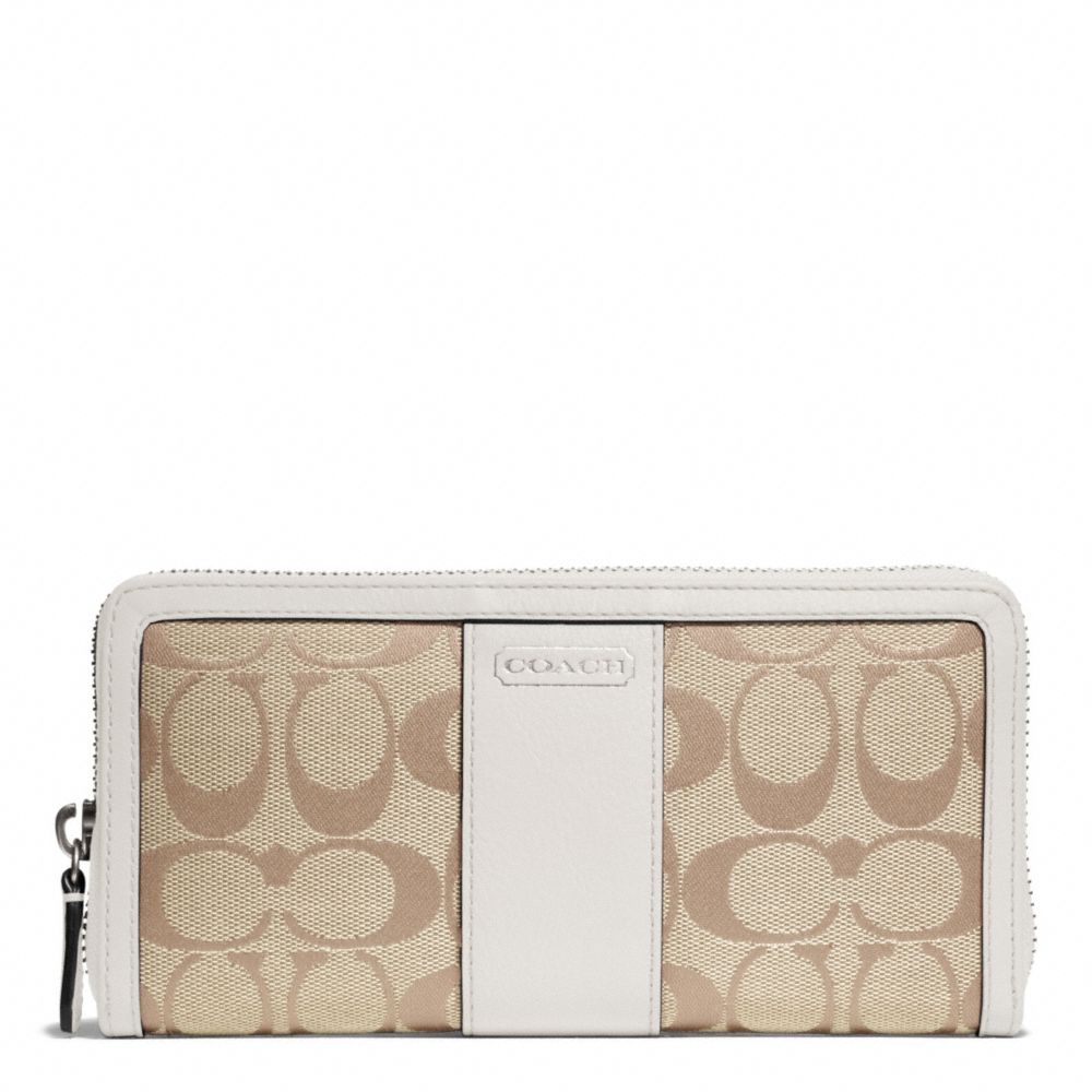 COACH F49159 PARK SIGNATURE ACCORDION ZIP WALLET SILVER/LIGHT-KHAKI/PEARL