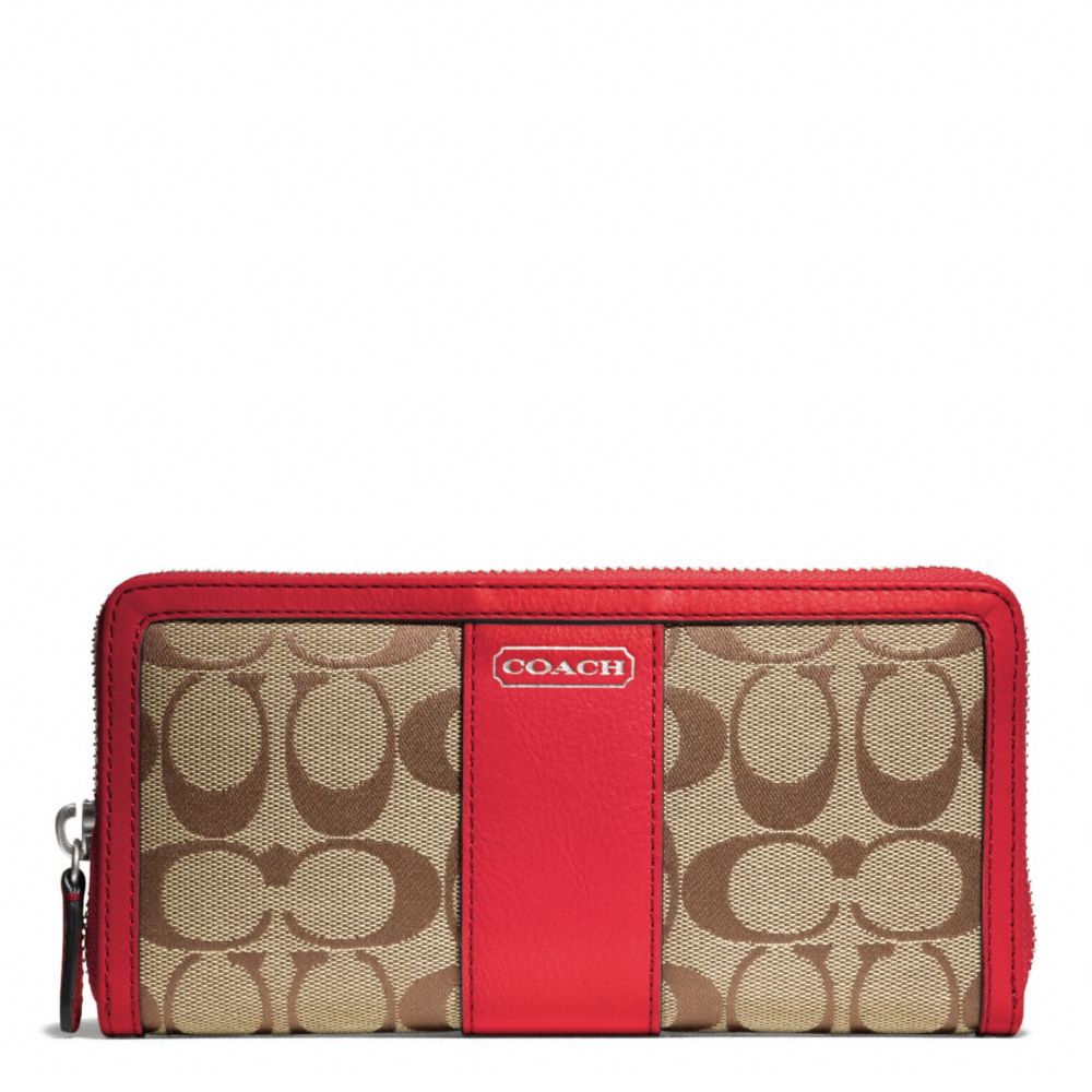 COACH F49159 Park Signature Accordion Zip SILVER/KHAKI/VERMILLION