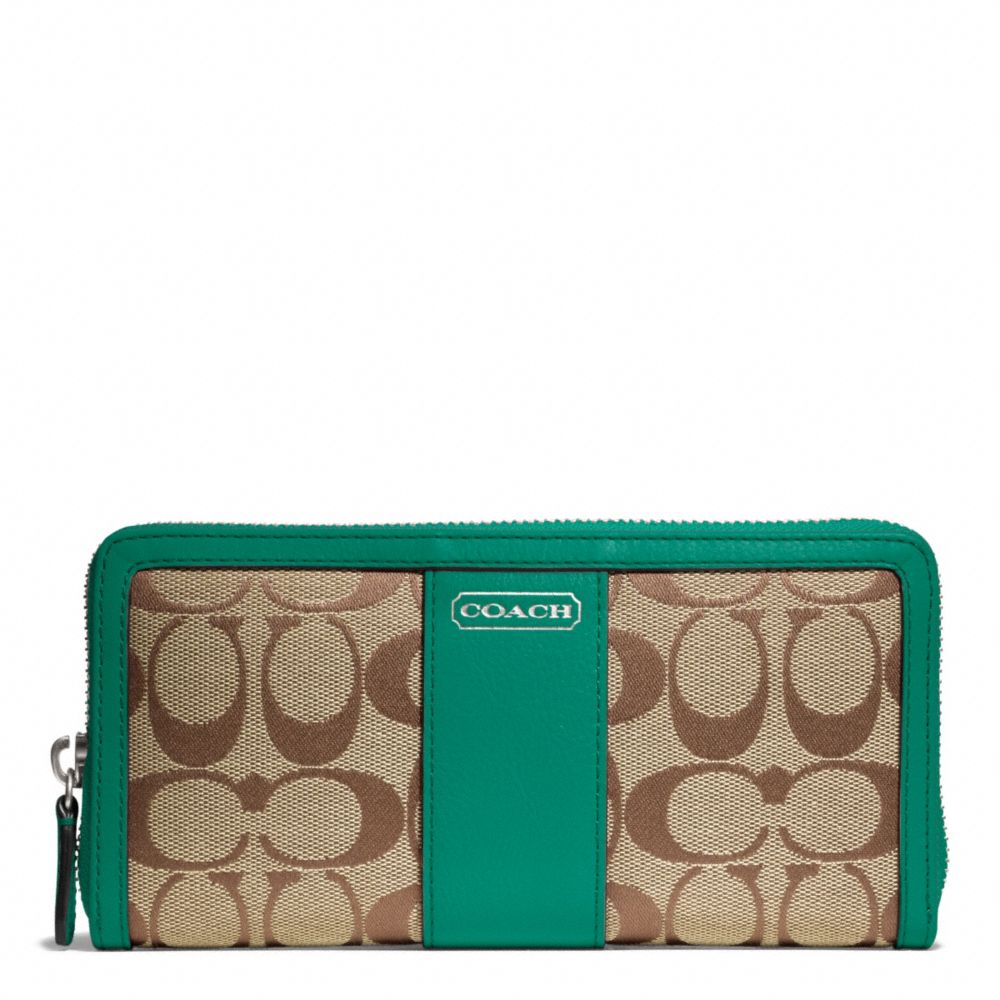 COACH PARK SIGNATURE ACCORDION ZIP - SILVER/KHAKI/BRIGHT JADE - f49159