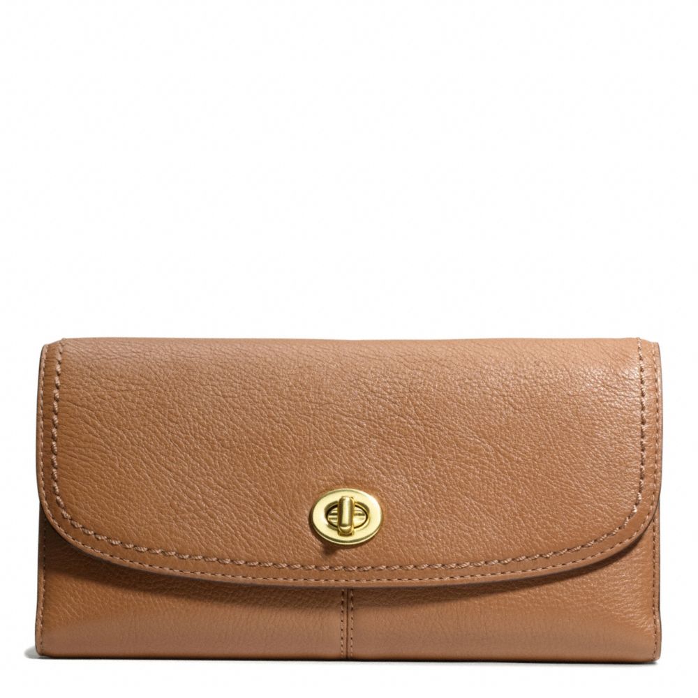 COACH F49164 PARK LEATHER CHECKBOOK BRASS/BRITISH-TAN