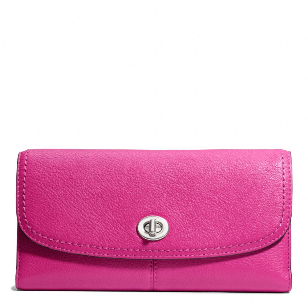 COACH f49164 PARK LEATHER CHECKBOOK SILVER/BRIGHT MAGENTA