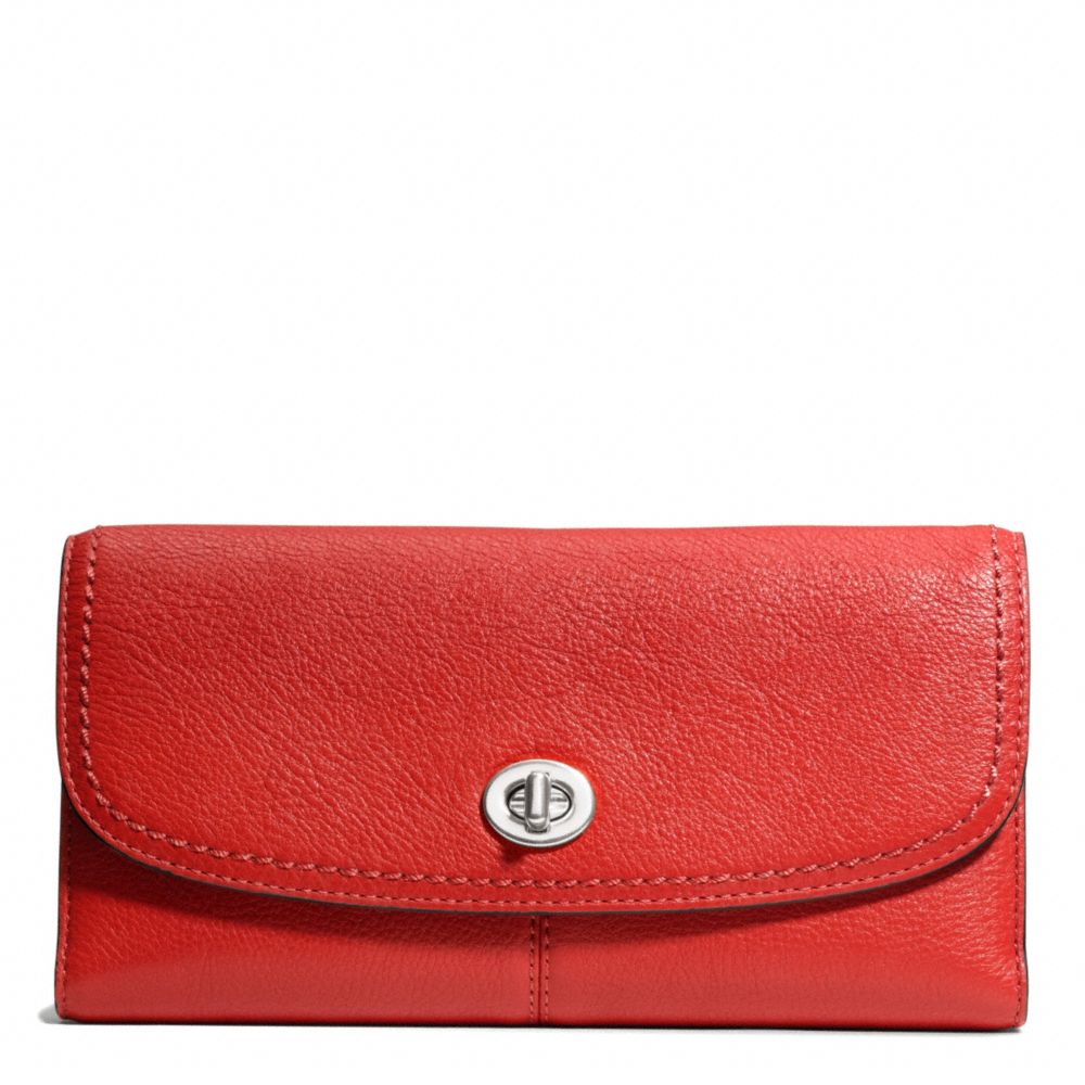 PARK LEATHER CHECKBOOK - SILVER/VERMILLION - COACH F49164