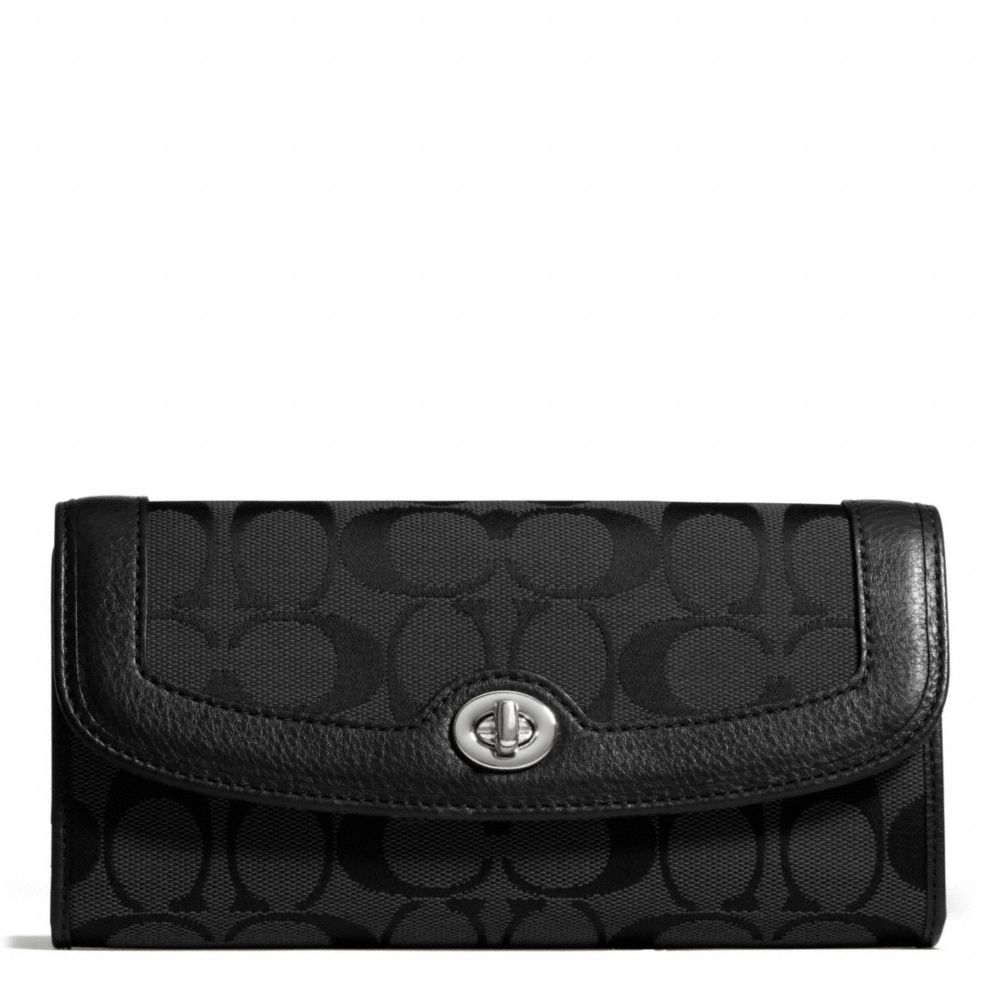 COACH F49165 Park Signature Turnlock Slim Envelope SILVER/BLACK/BLACK