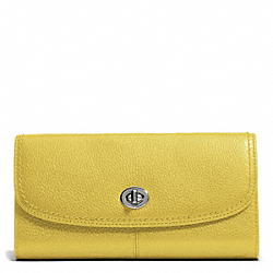 COACH PARK LEATHER TURNLOCK SLIM ENVELOPE - SILVER/CHARTREUSE - F49167
