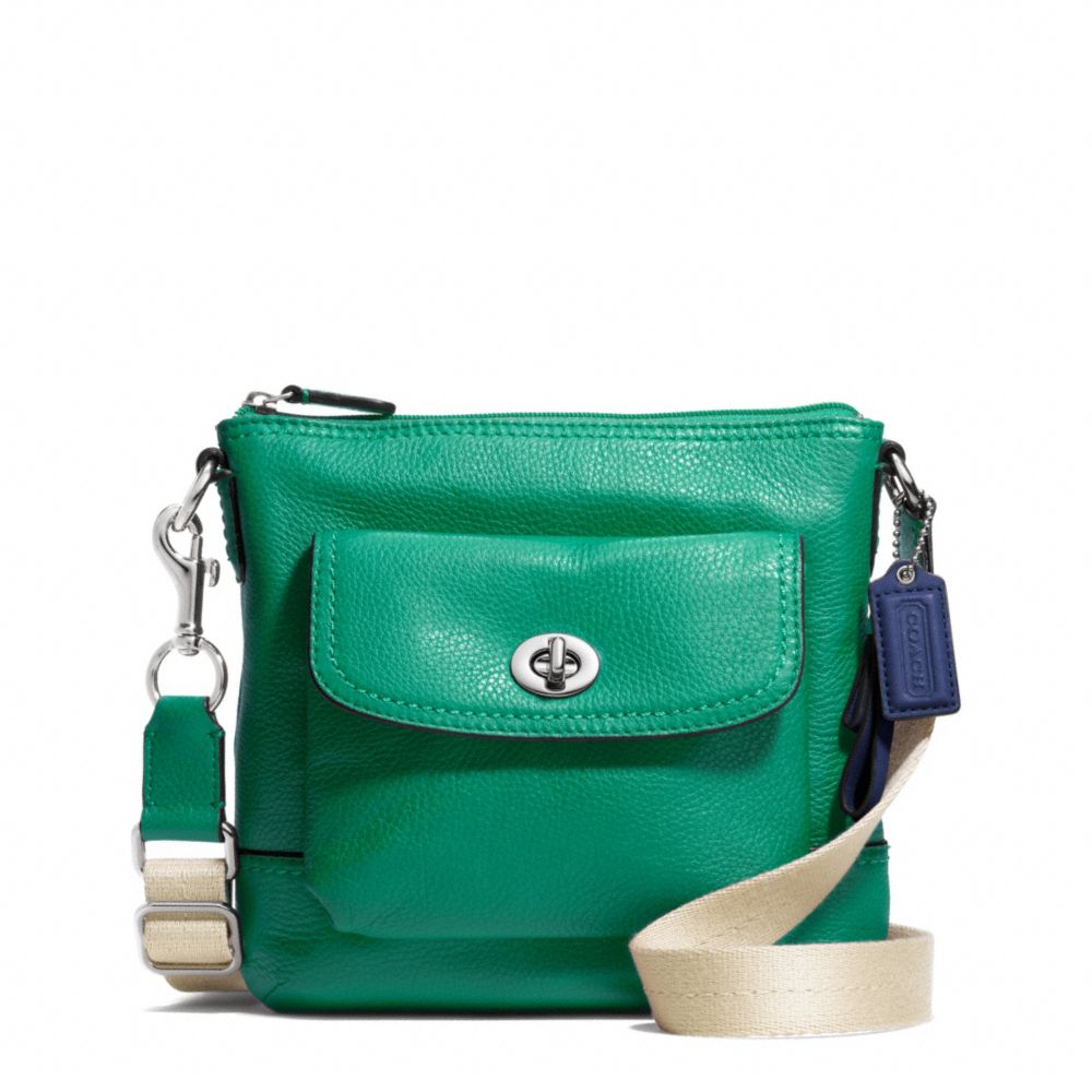 PARK LEATHER SWINGPACK - SILVER/BRIGHT JADE - COACH F49170