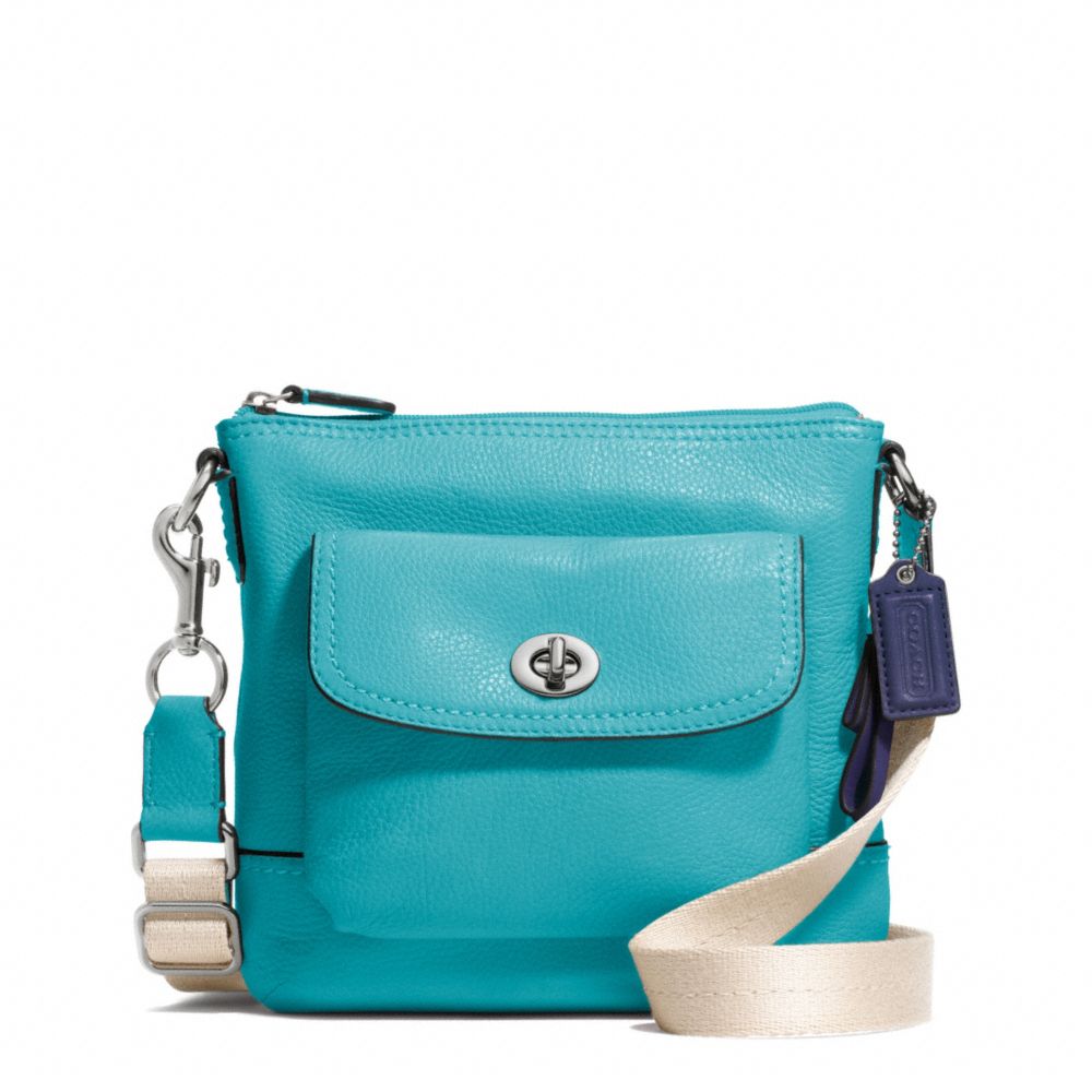 PARK LEATHER SWINGPACK - COACH F49170 - SILVER/TURQUOISE
