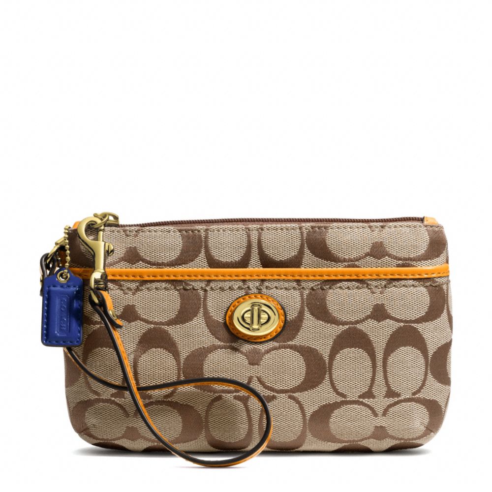 COACH F49175 PARK SIGNATURE MEDIUM WRISTLET BRASS/KHAKI/ORANGE-SPICE