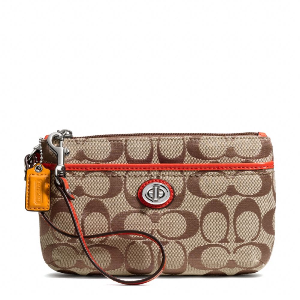 COACH PARK SIGNATURE MEDIUM WRISTLET - SILVER/KHAKI/VERMILLION - f49175