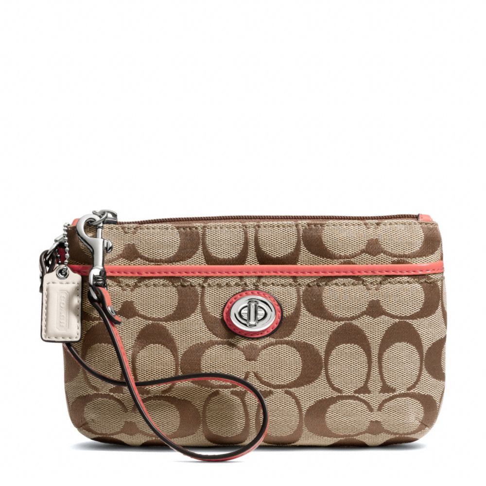 COACH PARK SIGNATURE MEDIUM WRISTLET - SILVER/KHAKI/TEAROSE - f49175