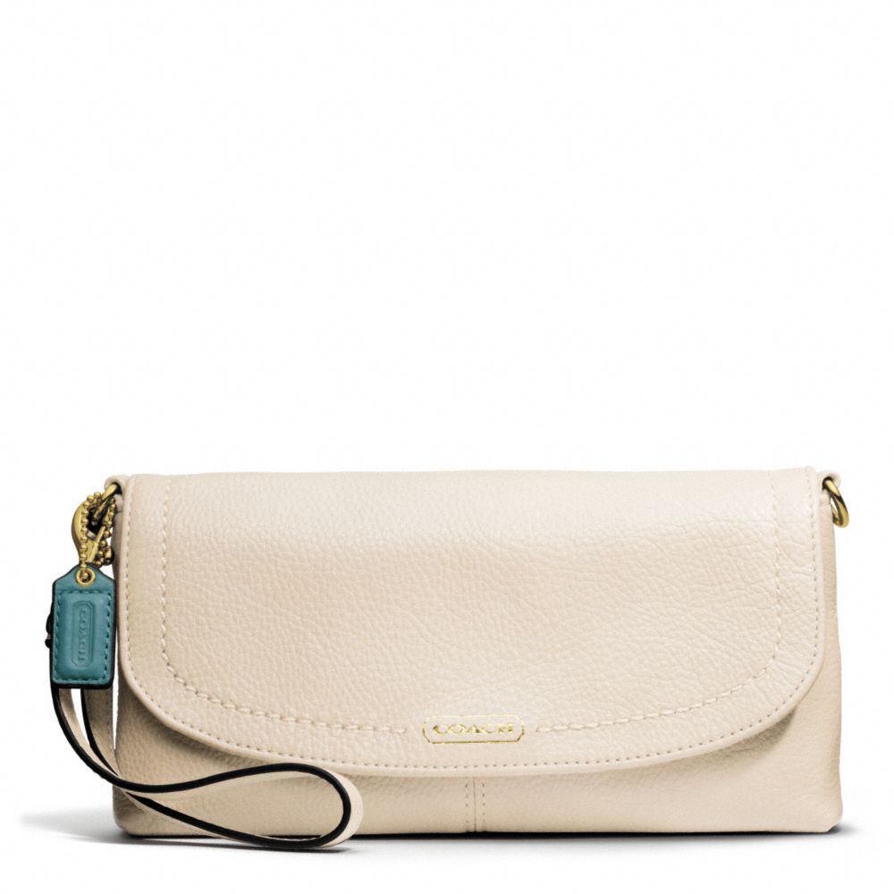 PARK LEATHER LARGE FLAP WRISTLET - BRASS/STONE - COACH F49177