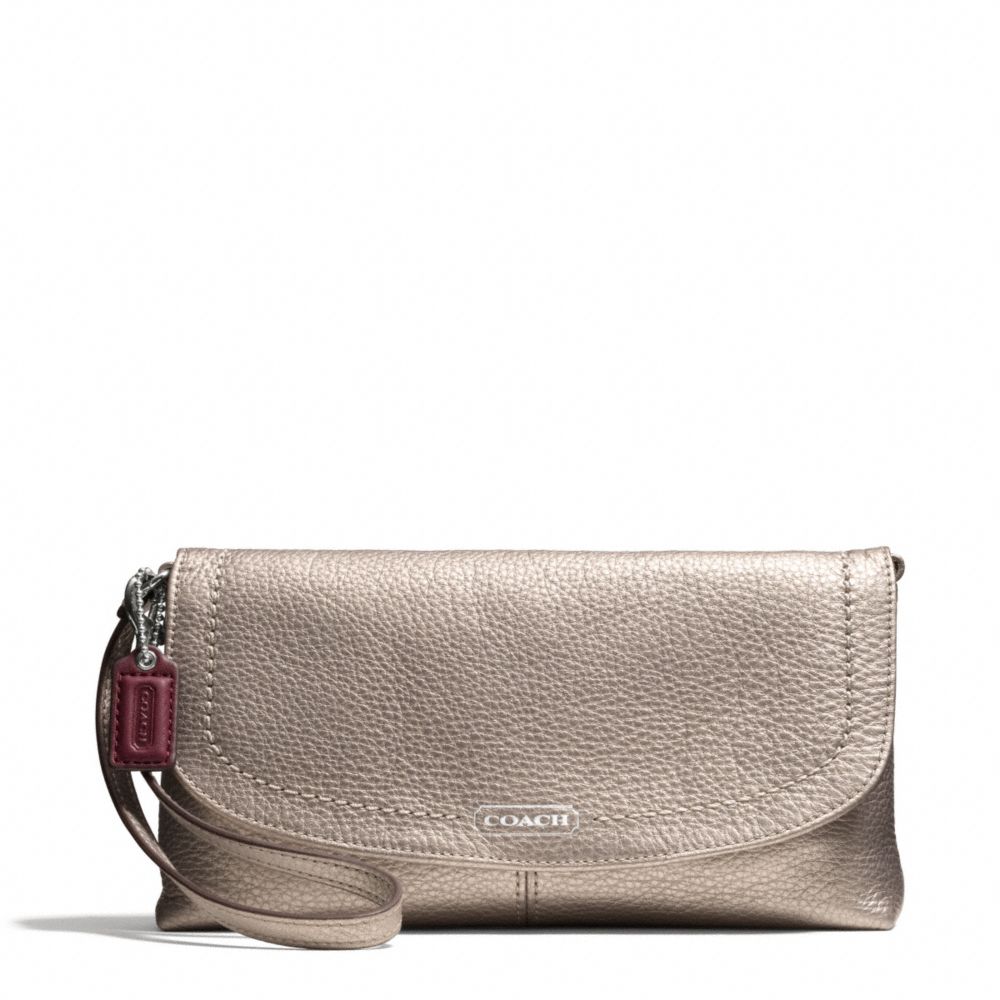 COACH PARK LEATHER LARGE FLAP WRISTLET - SILVER/PEWTER - f49177