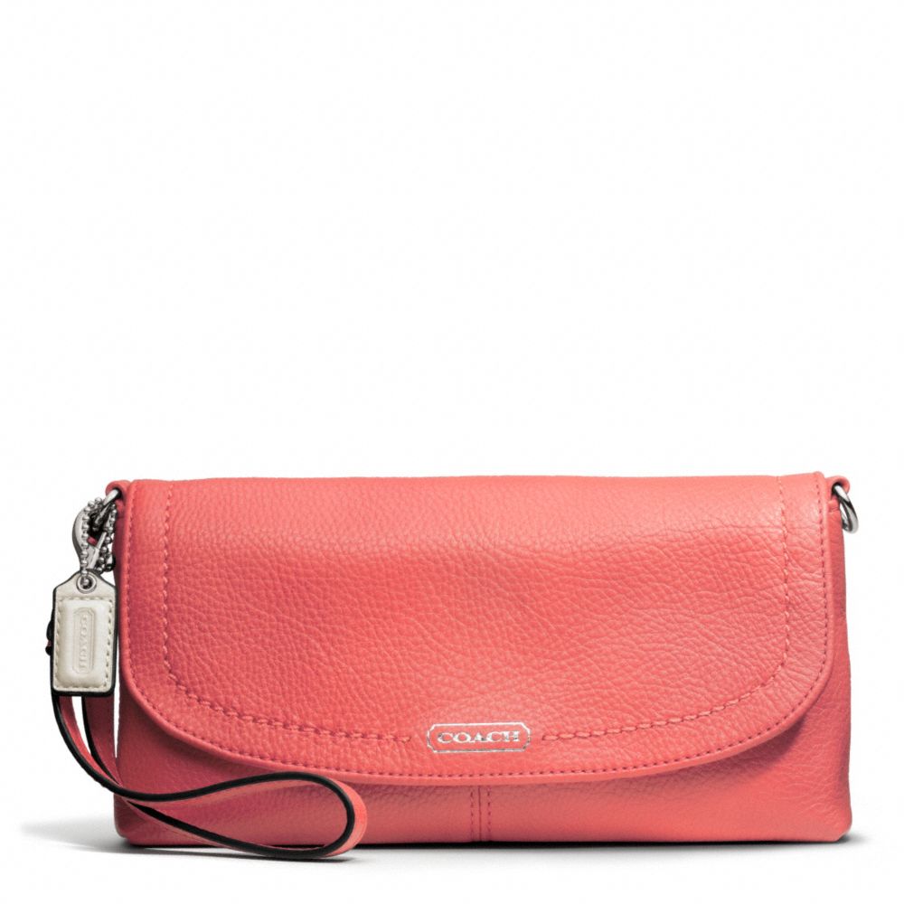 COACH F49177 Park Leather Large Flap Wristlet SILVER/TEAROSE