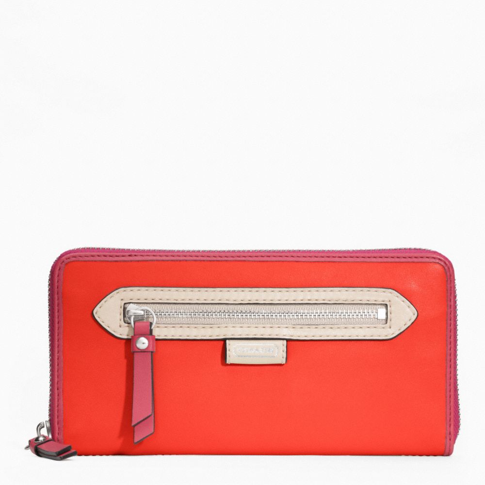 COACH DAISY SPECTATOR LEATHER ACCORDIAN ZIP - SILVER/VERMILLION MULTICOLOR - f49184