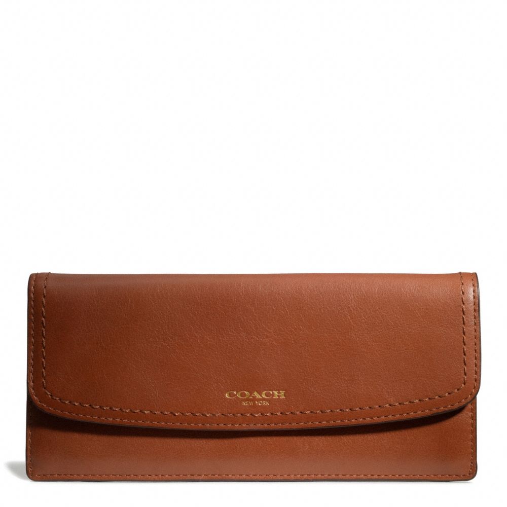 COACH f49229 LEATHER NEW SOFT WALLET BRASS/COGNAC