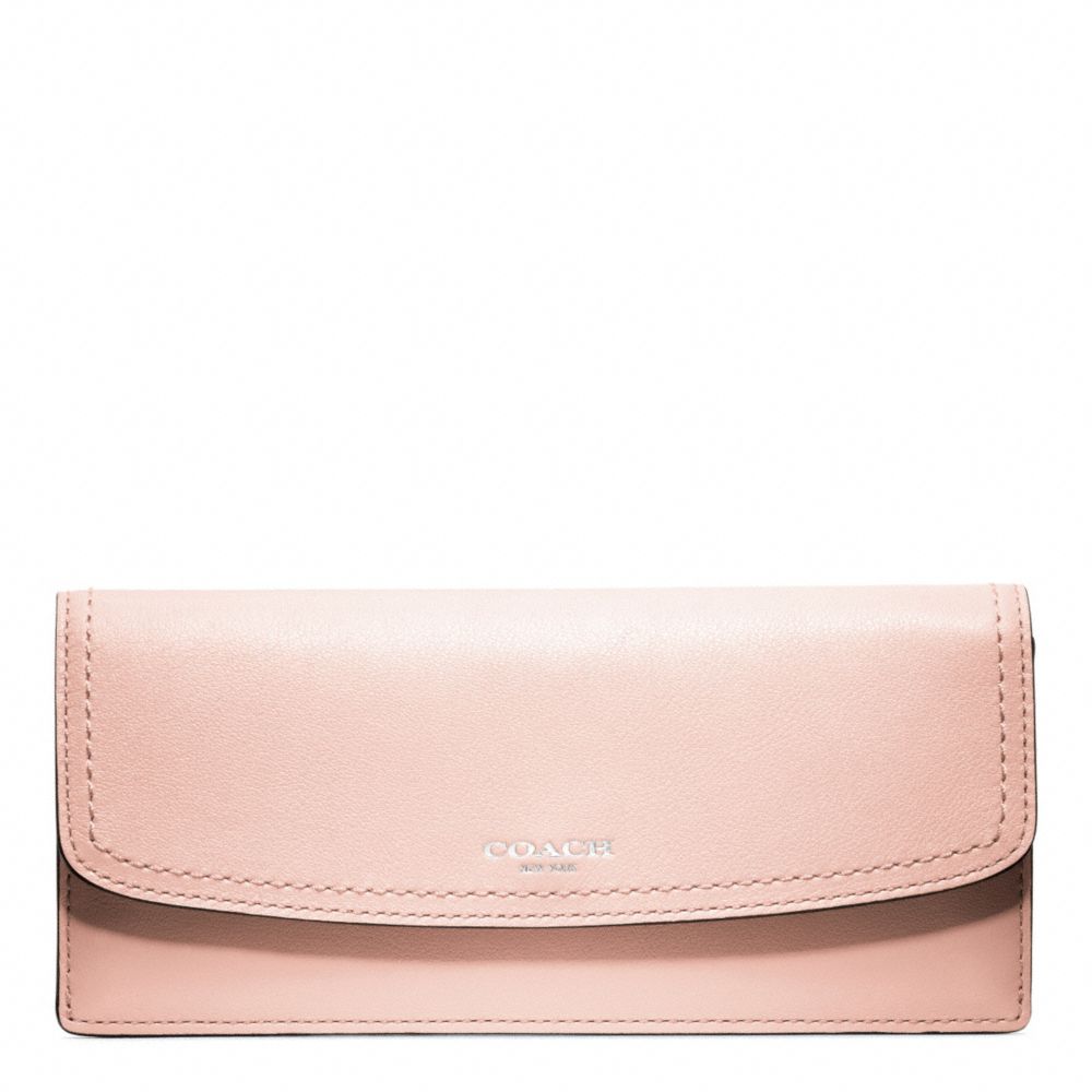 COACH f49229 LEATHER SOFT WALLET SILVER/BLUSH