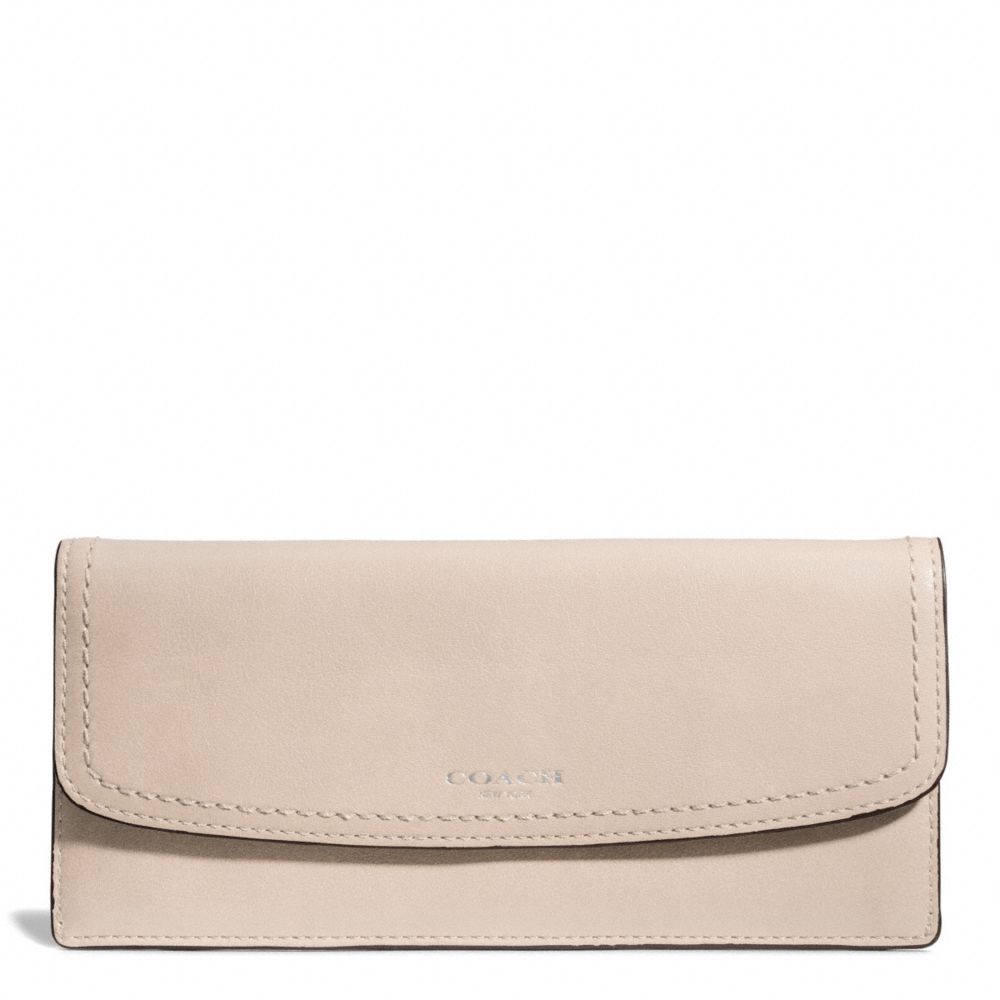 LEATHER SOFT WALLET - SILVER/LIGHT GOLDGHT SAND - COACH F49229