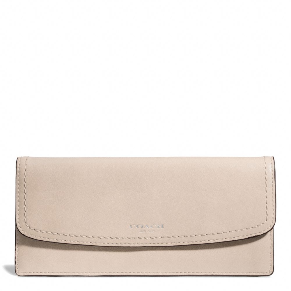 COACH f49229 LEATHER SOFT WALLET SILVER/LIGHT GOLDGHT SAND