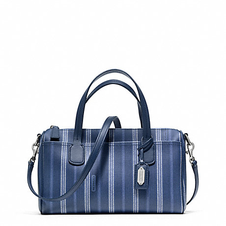 WEEKEND TICKING STRIPE MINI SATCHEL - COACH F49254 - SILVER/NAVY