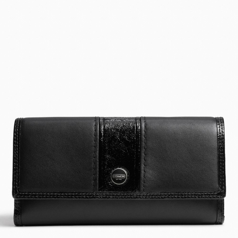 COACH F49301 Signature Stripe Leather Checkbook Wallet 
