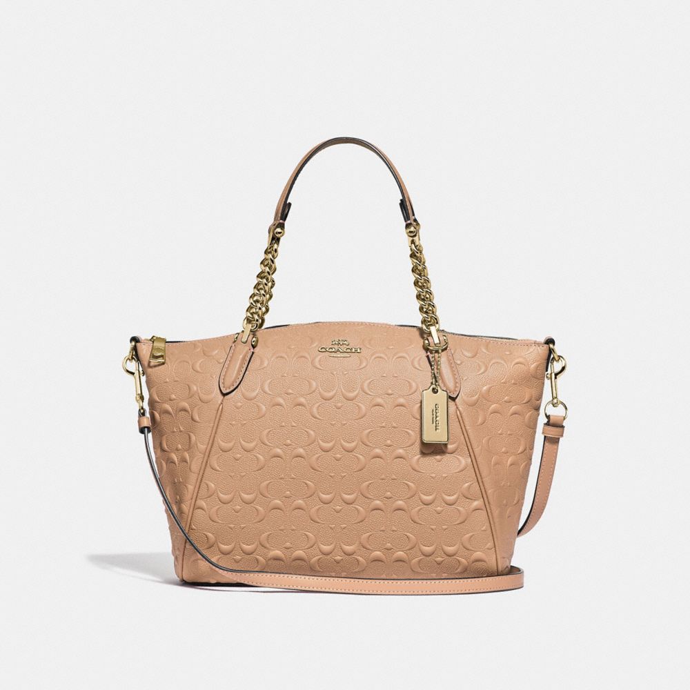 SMALL KELSEY CHAIN SATCHEL IN SIGNATURE LEATHER - BEECHWOOD/IMITATION GOLD - COACH F49317