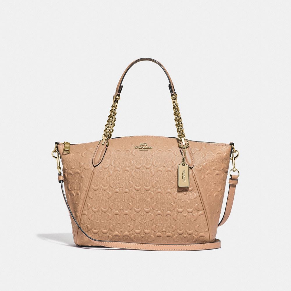 COACH F49317 Small Kelsey Chain Satchel In Signature Leather BEECHWOOD/IMITATION GOLD