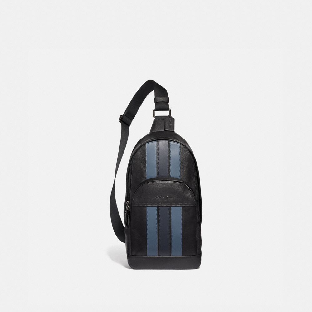 HOUSTON PACK WITH VARSITY STRIPE - BLACK/DENIM/MIDNIGHT NVY/BLACK ANTIQUE NICKEL - COACH F49318