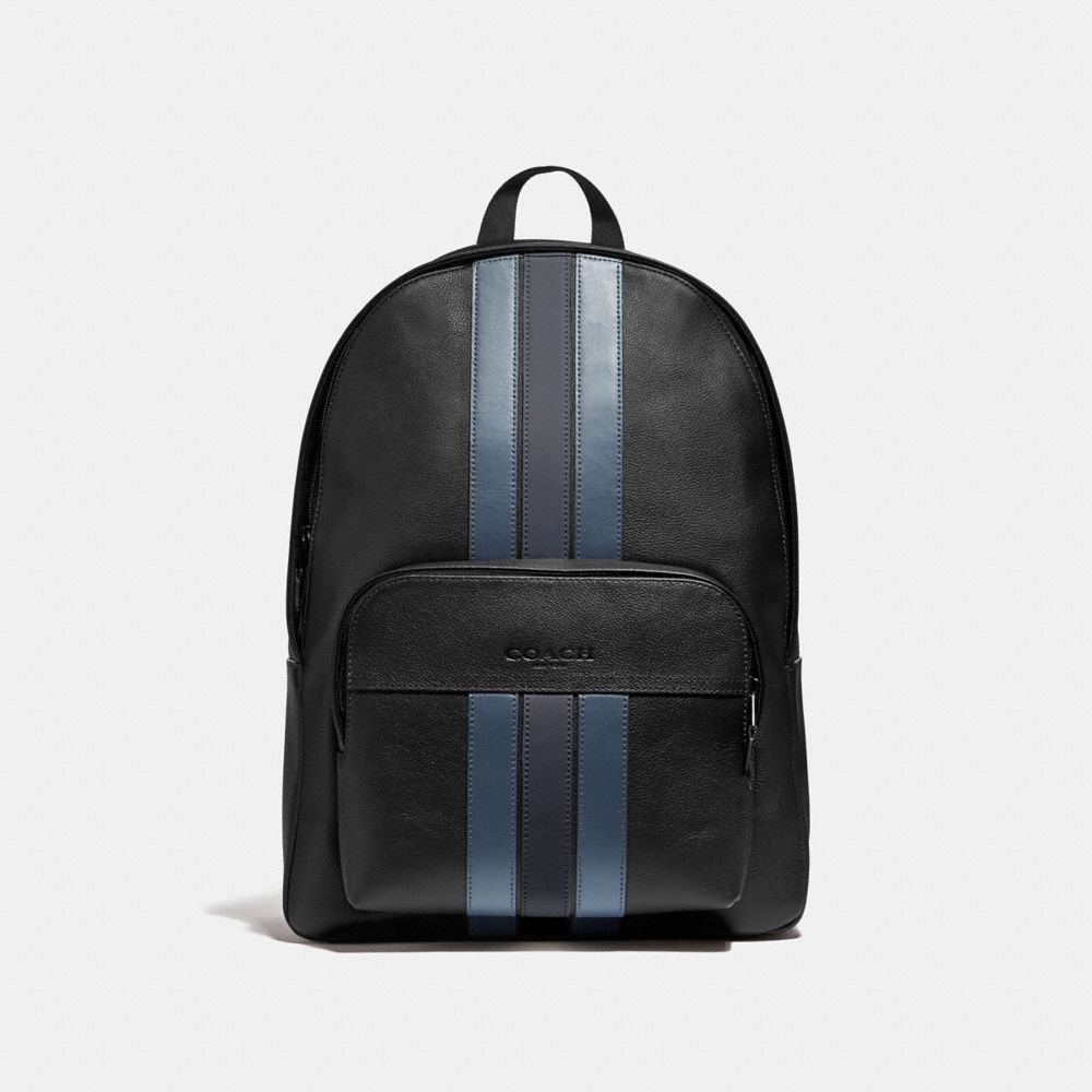 COACH F49324 Houston Backpack With Varsity Stripe BLACK/DENIM/MIDNIGHT NVY/BLACK ANTIQUE NICKEL