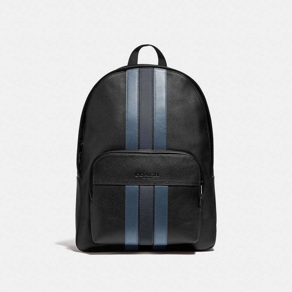 HOUSTON BACKPACK WITH VARSITY STRIPE - BLACK/DENIM/MIDNIGHT NVY/BLACK ANTIQUE NICKEL - COACH F49324