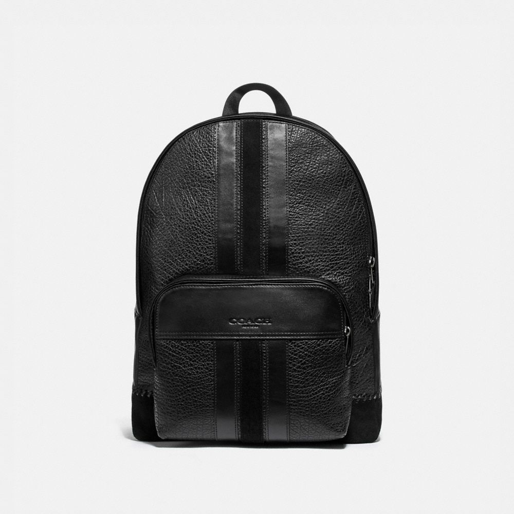 HOUSTON BACKPACK WITH BASEBALL STITCH - F49334 - BLACK/BLACK ANTIQUE NICKEL