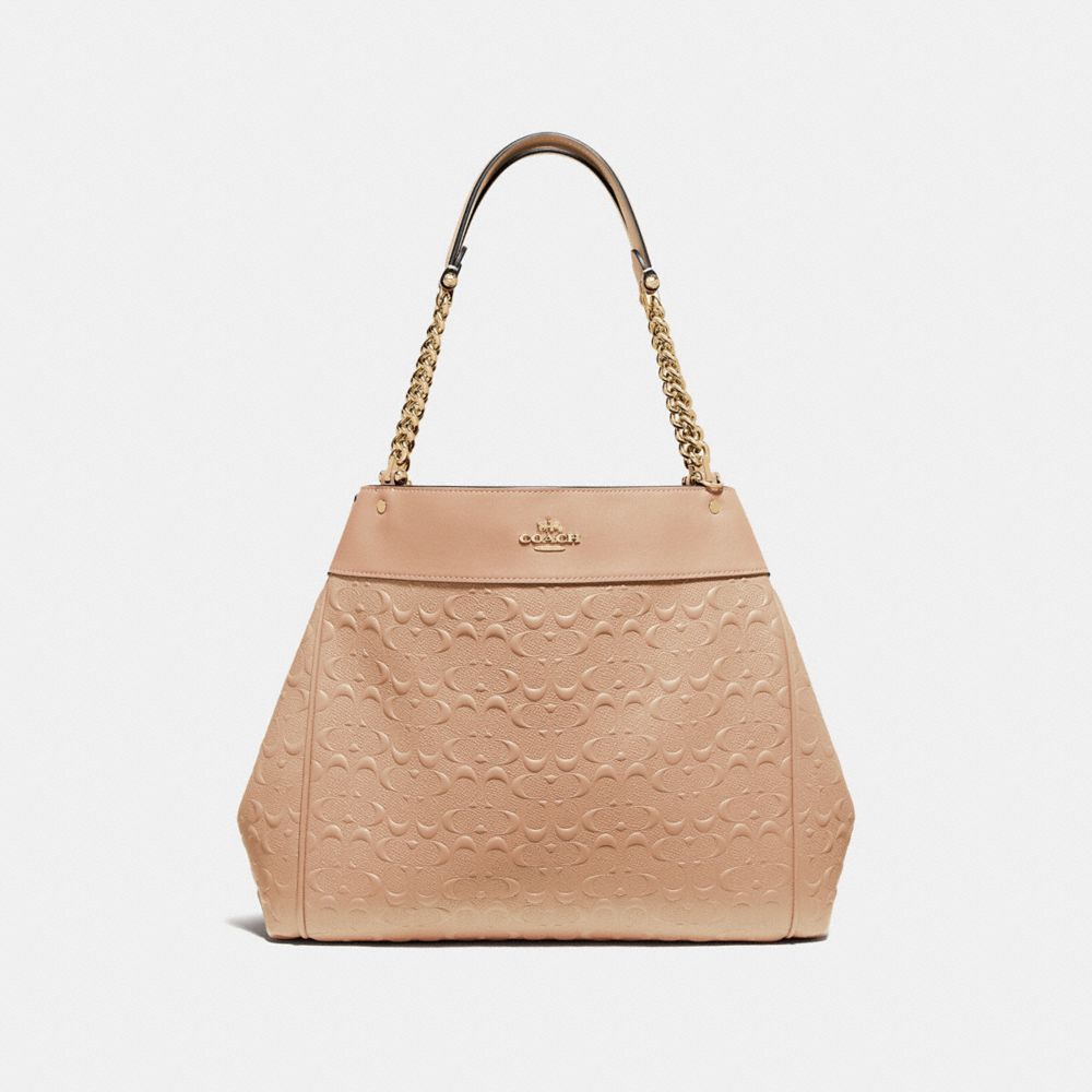 COACH LEXY CHAIN SHOULDER BAG IN SIGNATURE LEATHER - BEECHWOOD/IMITATION GOLD - F49336