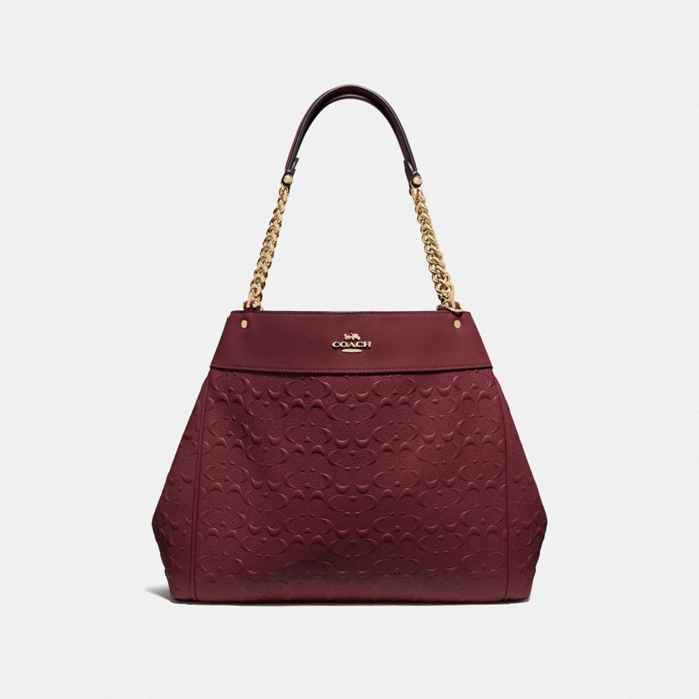 LEXY CHAIN SHOULDER BAG IN SIGNATURE LEATHER - F49336 - WINE/IMITATION GOLD