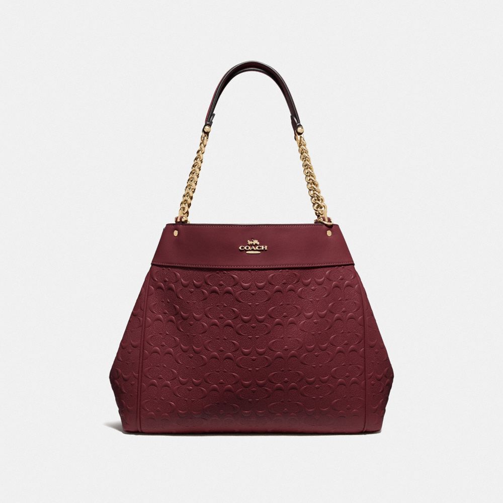 COACH F49336 LEXY CHAIN SHOULDER BAG IN SIGNATURE LEATHER WINE/IMITATION GOLD