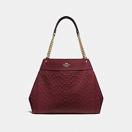 COACH F49336 LEXY CHAIN SHOULDER BAG IN SIGNATURE LEATHER WINE/IMITATION GOLD
