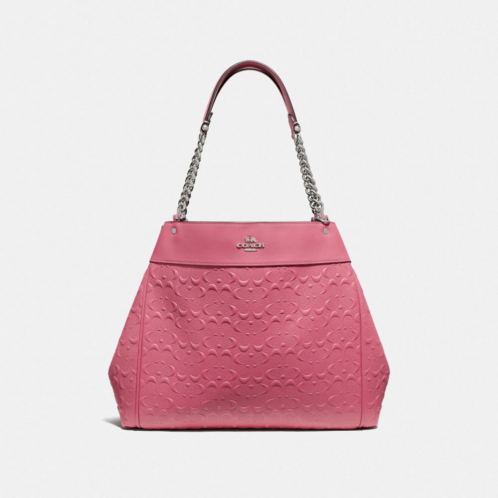 COACH F49336 Lexy Chain Shoulder Bag In Signature Leather STRAWBERRY/SILVER