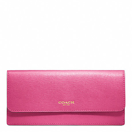 COACH f49350 SAFFIANO LEATHER NEW SOFT WALLET 