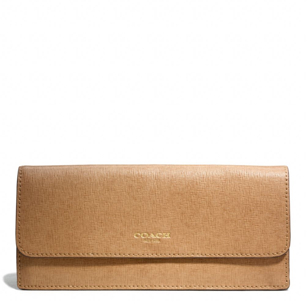 COACH F49350 SOFT WALLET IN SAFFIANO LEATHER BRASS/TOFFEE