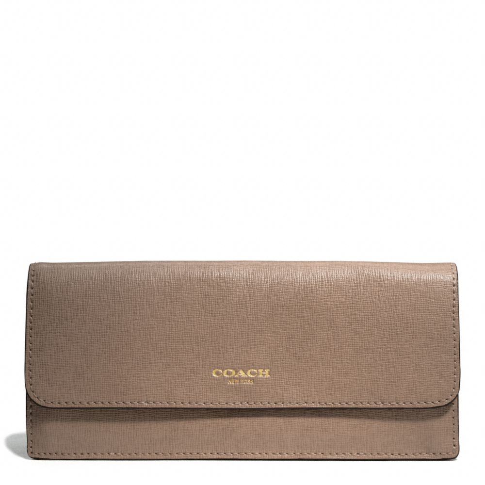 COACH f49350 SAFFIANO LEATHER SOFT WALLET LIGHT GOLD/SILT