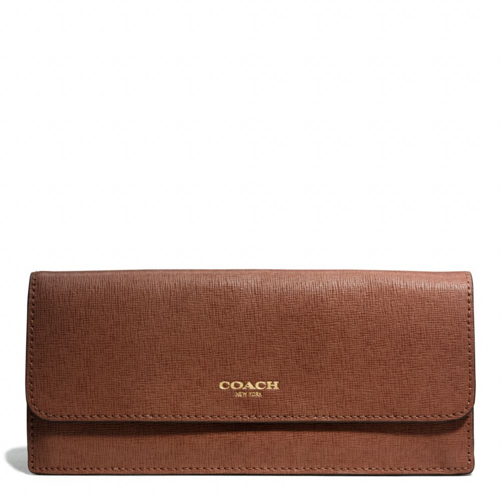 SAFFIANO LEATHER SOFT WALLET - LIGHT GOLD/CHESTNUT - COACH F49350