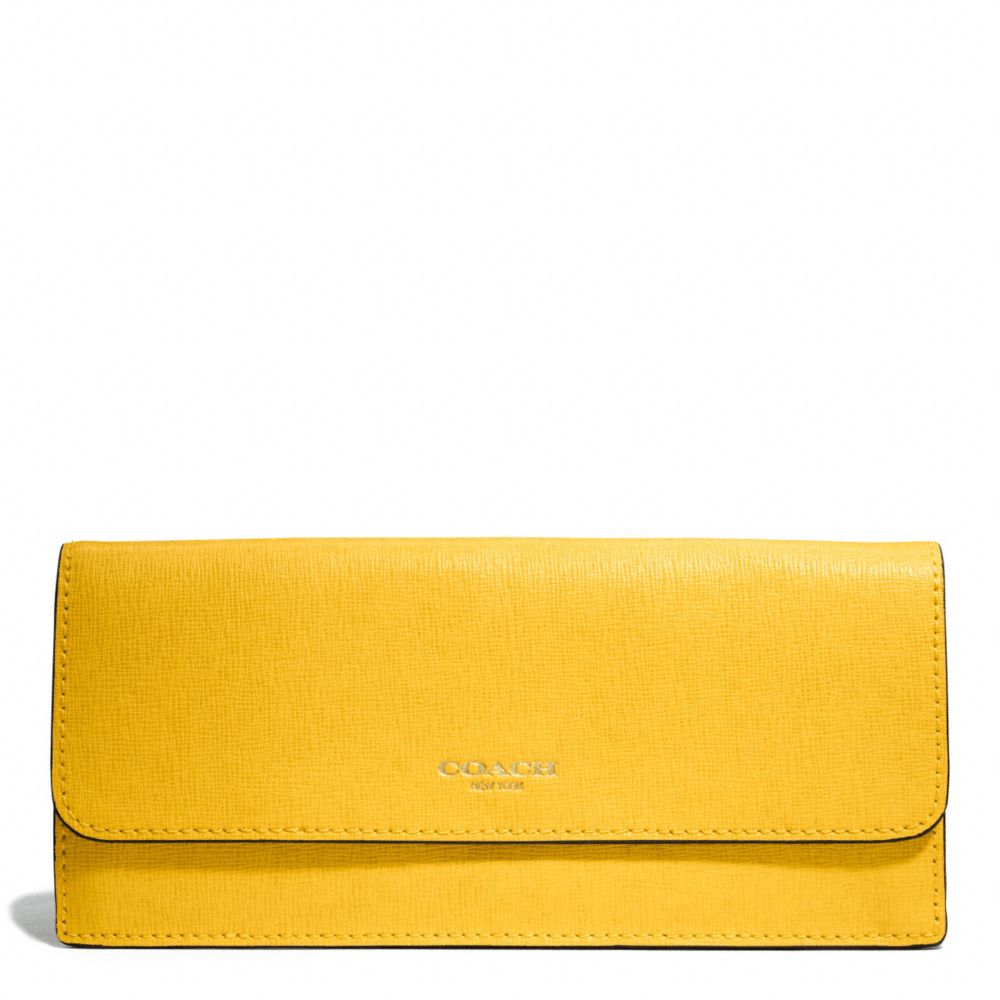 COACH F49350 Saffiano Leather Soft Wallet LIGHT GOLD/SUNGLOW