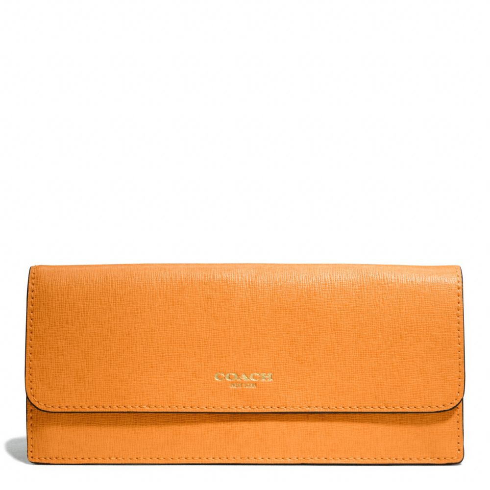 SAFFIANO LEATHER SOFT WALLET - LIGHT GOLD/BRIGHT MANDARIN - COACH F49350