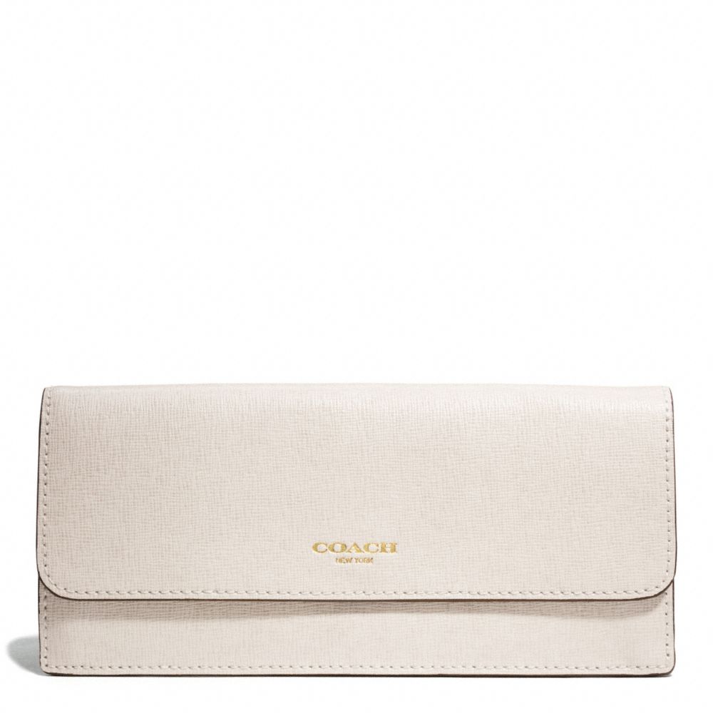 COACH F49350 Saffiano Leather Soft Wallet LIGHT GOLD/PARCHMENT