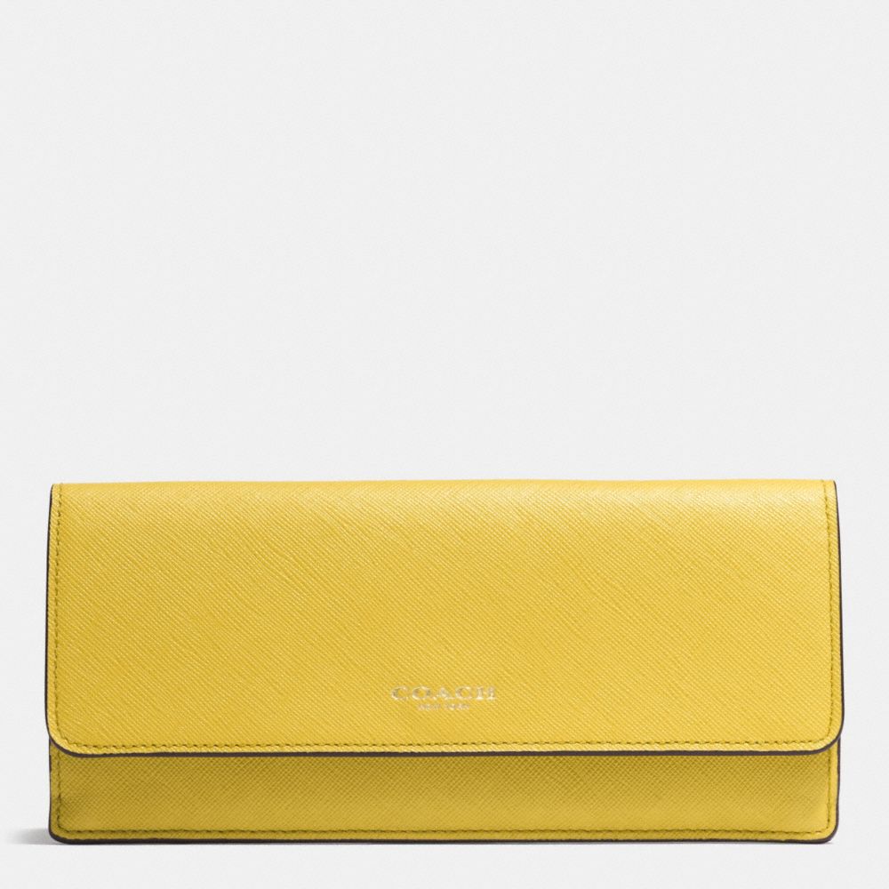 COACH SAFFIANO LEATHER SOFT WALLET - LIGHT GOLD/SAFFRON - f49350