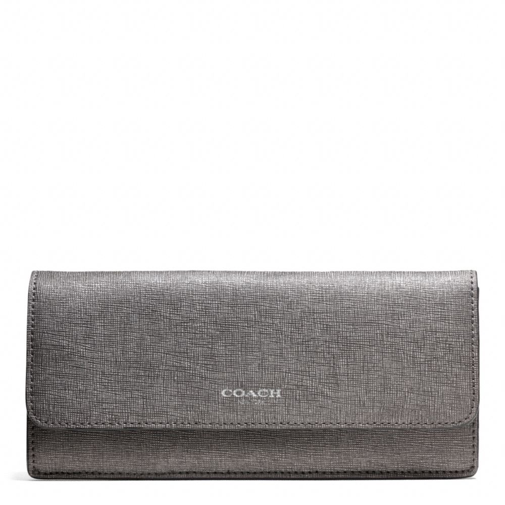 COACH F49350 Saffiano Leather New Soft Wallet SILVER/GUNMETAL