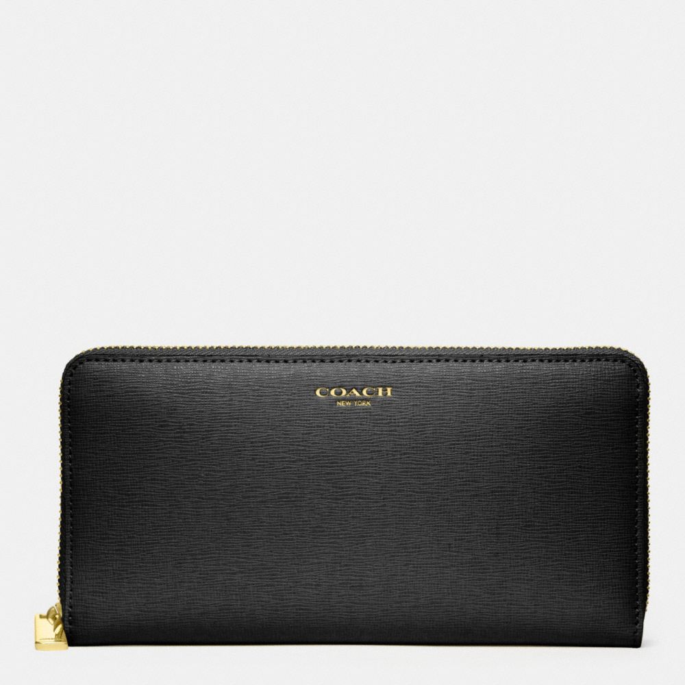 COACH F49355 Accordion Zip Wallet In Saffiano Leather  BRASS/BLACK