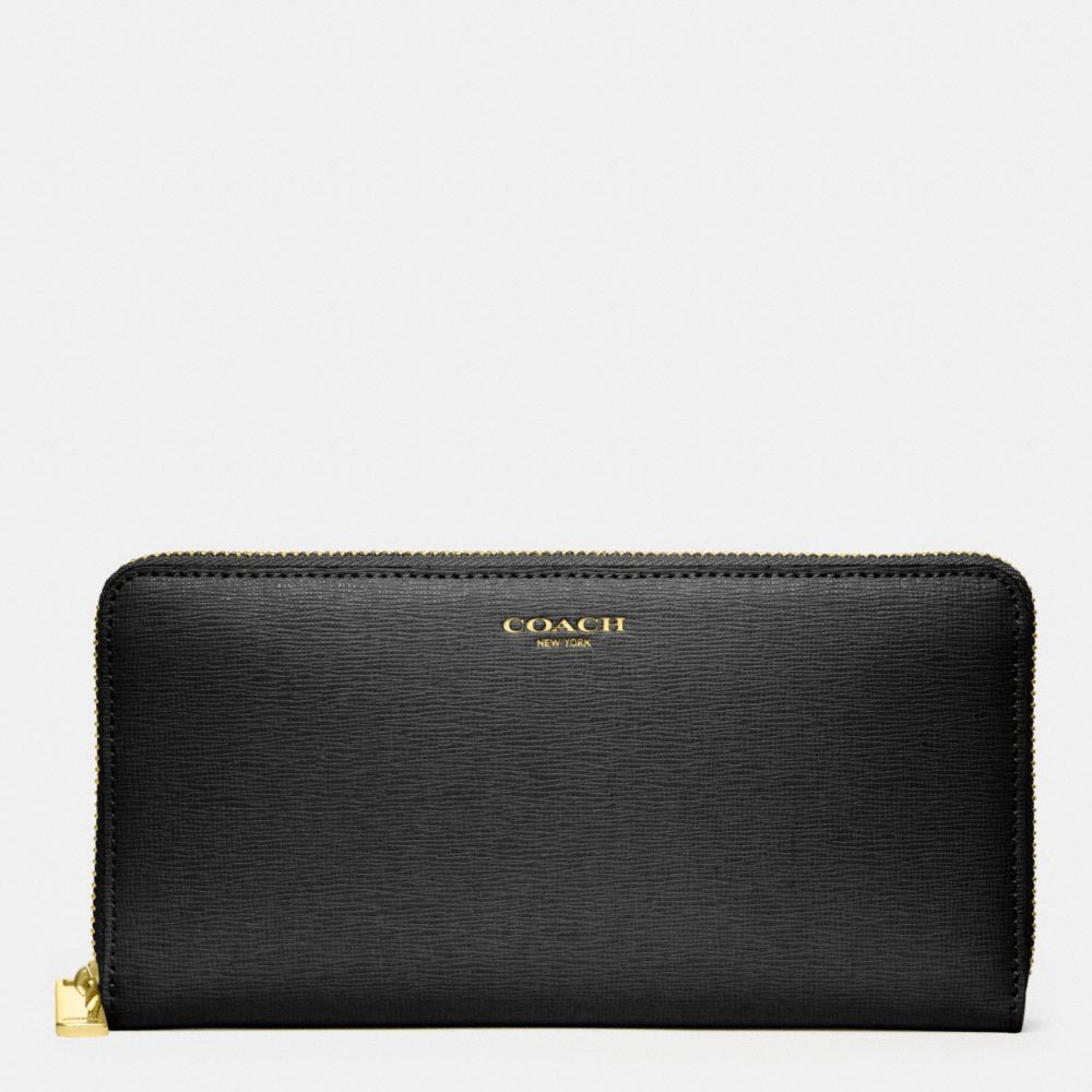 COACH ACCORDION ZIP WALLET IN SAFFIANO LEATHER -  BRASS/BLACK - f49355