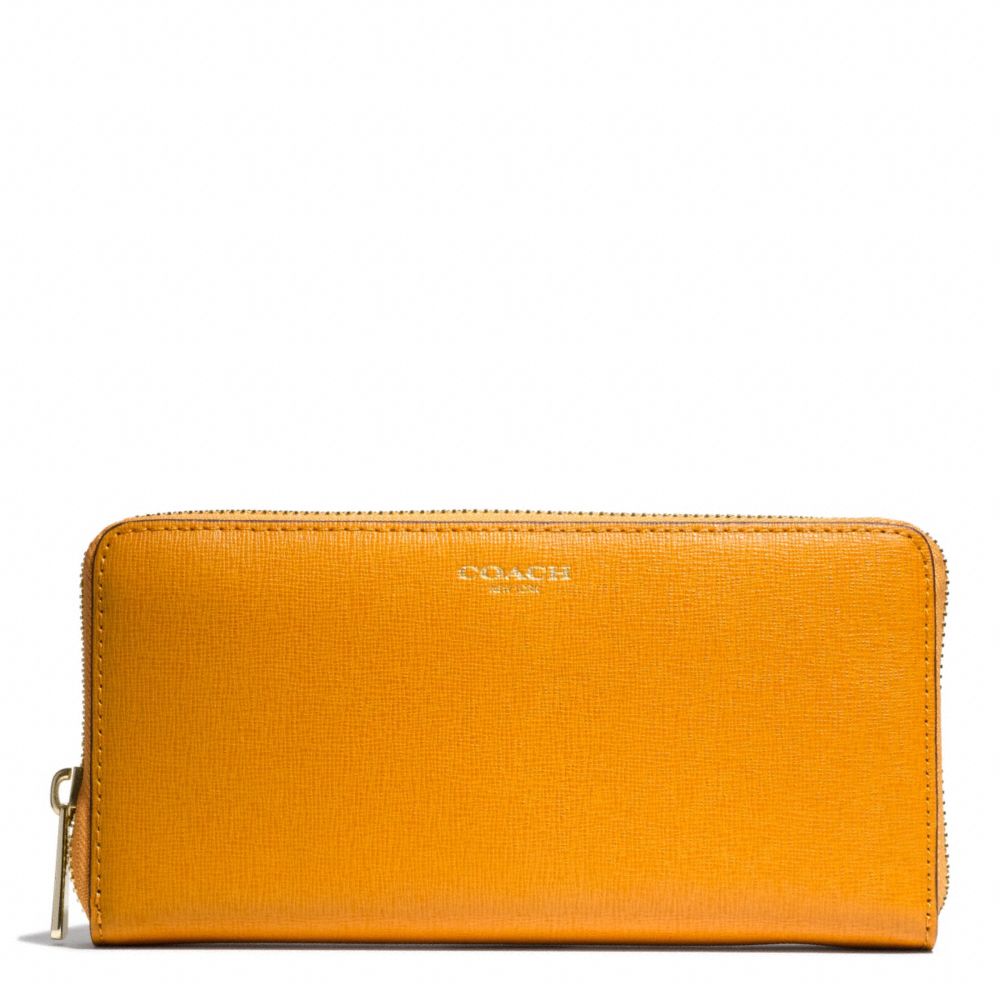 SAFFIANO LEATHER ACCORDION ZIP - f49355 - BRASS/MARIGOLD